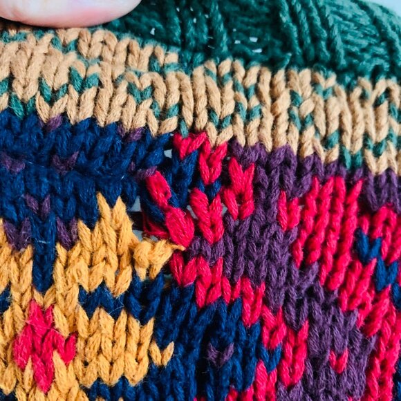 Tommy Hilfiger Mens Vintage 90s Paisley Geometric Floral Chunky Knit Sweater - Picture 9 of 14